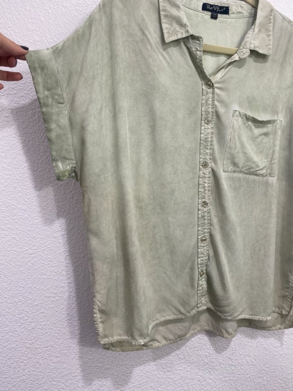 Velvet Heart Tencel Button Down Short Sleeve Sage Green Large - Picture 4 of 6